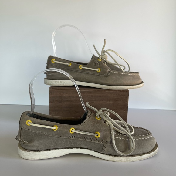 Kids boys Sperry Boat Shoe Grey Leather - Picture 4 of 7